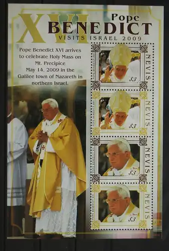 Nevis 2360-2363 postfrisch als Kleinbogen, Papst Benedikt XVI #GH002