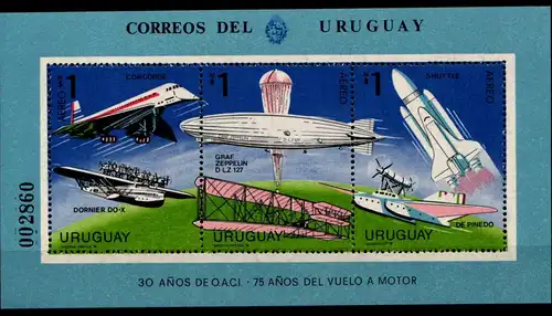 Uruguay Block 38 postfrisch Luftfahrt #GO676