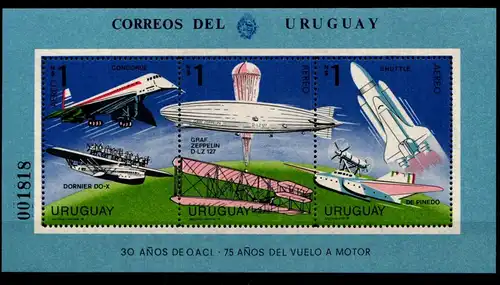 Uruguay Block 38 postfrisch Luftfahrt #GO677