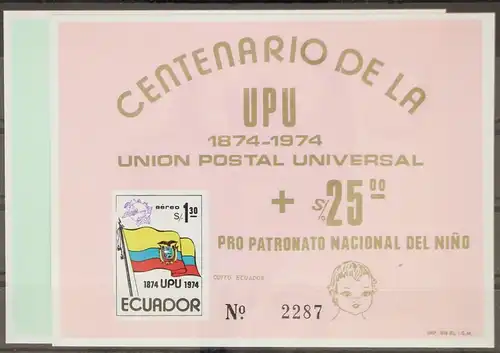 Ecuador Block 66 und 67 postfrisch UPU #GC957