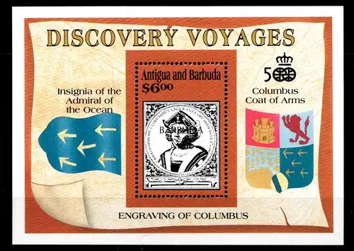 Antigua + Barbuda Block 201 mit 1493 gestempelt Schifffahrt #GN008