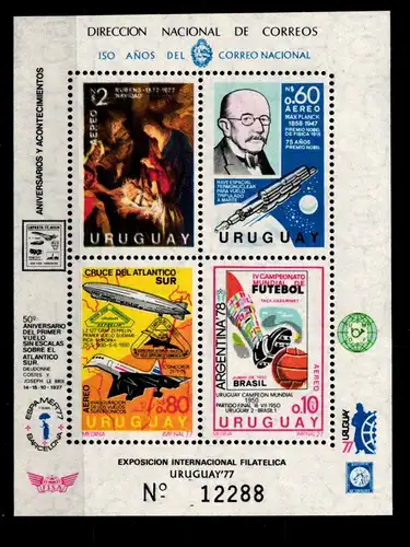 Uruguay Block 33 mit 1457-1460 postfrisch Luftfahrt #GO693