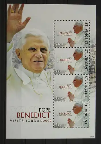 St. Vincent Grenadinen 6624-6627 postfrisch als Kleinbogen, Papst #GH009
