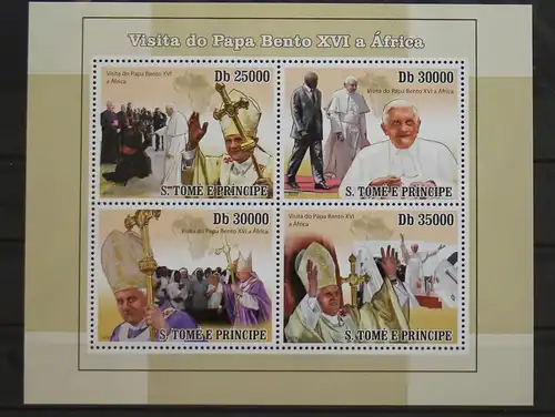 Sao Tome e Principe 4378-4381 postfrisch als Kleinbogen, Papst #GH012