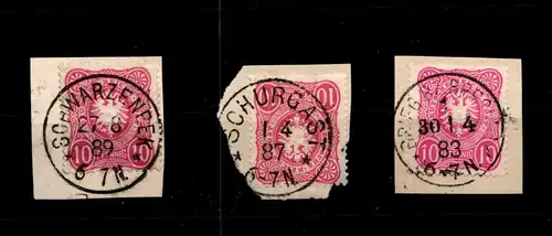 Deutsches Reich 41 (3x) gestempelt Stempellot u.a. Schwarzenbeck #GP003