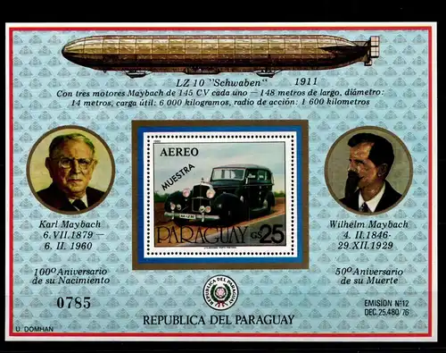 Paraguay Block 349 mit 3269 postfrisch Luftfahrt #GO665