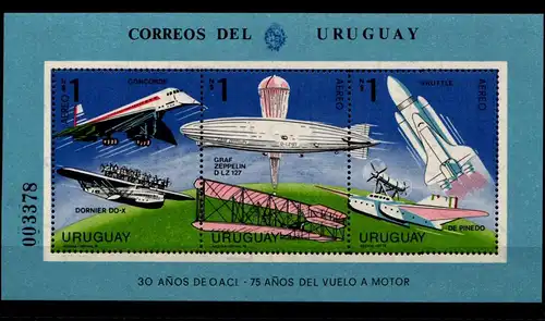 Uruguay Block 38 postfrisch Luftfahrt #GO678