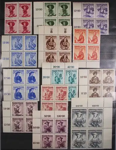 Österreich 893-926 postfrisch als Viererblöcke, teils vorgefaltet #GM643