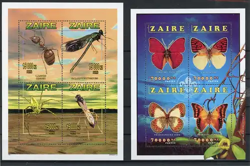 Zaire (Kongo) Kleinbogen 1145-1148, 65-68 postfrisch Schmetterling #GL907