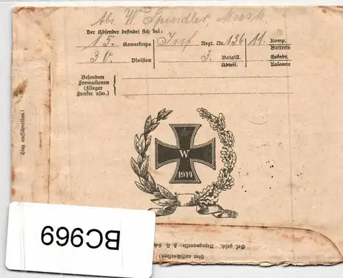 Deutsches Reich auf Brief 30. INF. DIV. #BC969