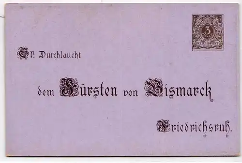 Deutsches Reich PP8/C1-05 als Ganzsache 80. Geburtstag Fürst Bismarck #BC989