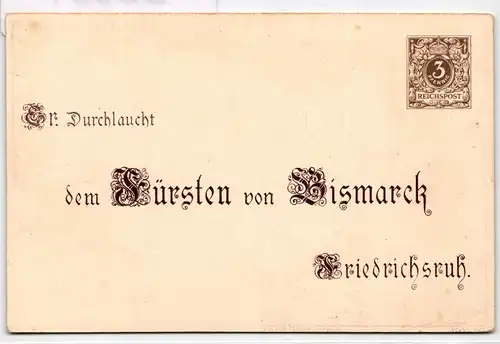 Deutsches Reich PP8/C1-03 als Ganzsache 80. Geburtstag Fürst Bismarck #BC984