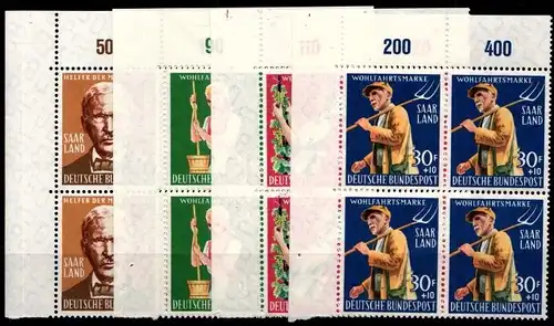 Saarland 441-444 postfrisch Eckrandviererblock mit Oberrand #GM701