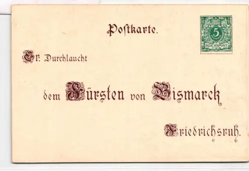 Deutsches Reich PP9/C3-02 als Ganzsache 80. Geburtstag Fürst Bismarck #BC975