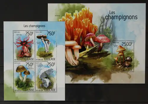 Togo 5677 -5680 und Block 957 postfrisch Kleinbogen / Pilze #GH401