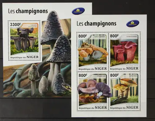 Niger 6000-6003 und Block 902 postfrisch Kleinbogen / Pilze #GH417