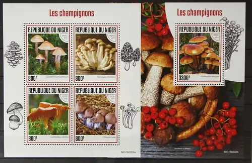 Niger aus Jahrgang 2019 postfrisch Kleinbogen und Block / Pilze #GH421