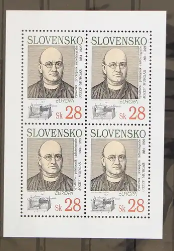 Slowakei 191 postfrisch als Kleinbogen Kunst #GC999