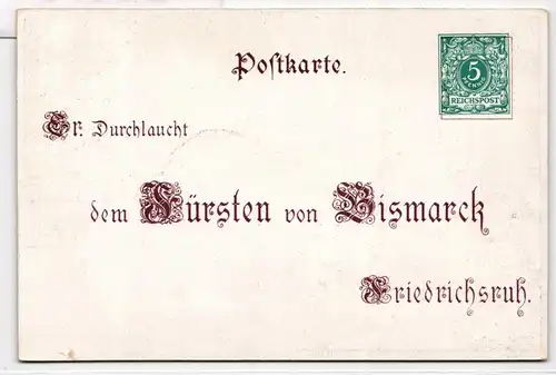 Deutsches Reich PP9/C3-01 als Ganzsache 80. Geburtstag Fürst Bismarck #BC978