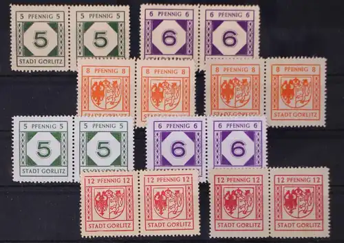 Lokalausgabe Görlitz 1-4, 7-8, 9-10 postfrisch nur Paare teils angetrennt #GM873