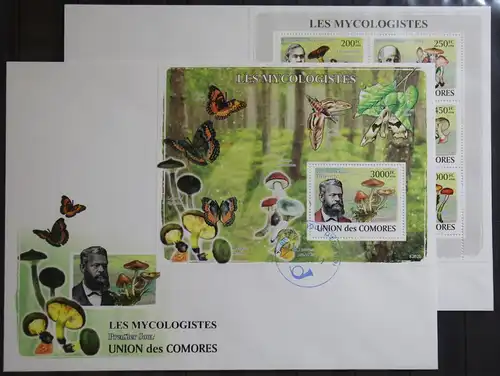 Komoren 2051-2056 und Block 465 gestempelt Kleinbogen / als FDC #GG383