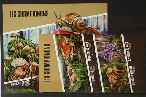 Niger 5498-5501 und Block 801 postfrisch Kleinbogen / Pilze #GH414