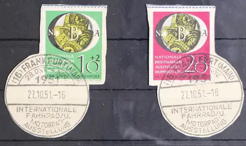 BRD 141-142 gestempelt auf Papier Sonderstempel Fahrrad und Motorrad A. #GO735