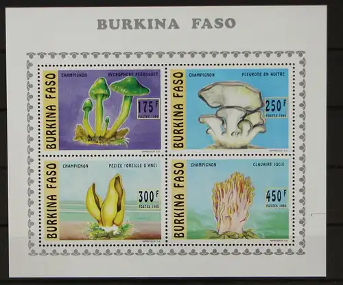 Burkina Faso 1380-1383 postfrisch Kleinbogen / Pilze #GH097