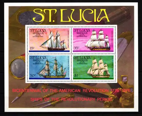St. Lucia Block 8 mit 376C-379C postfrisch Schifffahrt #GN367