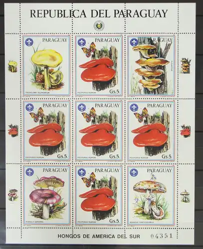 Paraguay 3956 postfrisch Kleinbogen / Pilze #GH253