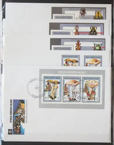 Madagaskar 1310, 1312, 1314, Block 158 gestempelt als FDC / Pilze #GG512