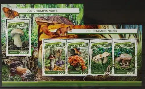 Togo 7709 -7712 und Block 1353 postfrisch Kleinbogen / Pilze #GH392