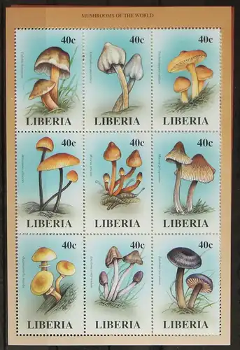 Liberia 2053-2070 postfrisch Kleinbogensatz / Pilze #GH181