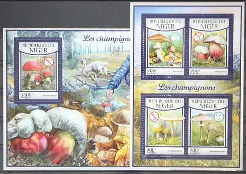 Niger 4727-4730 und Block 650 postfrisch Kleinbogen / Pilze #GG206