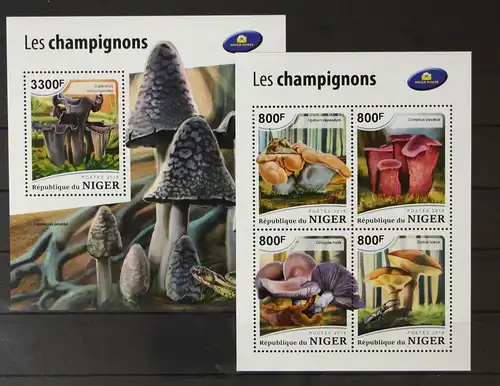 Niger 6000-6003 und Block 902 postfrisch Kleinbogen / Pilze #GH416
