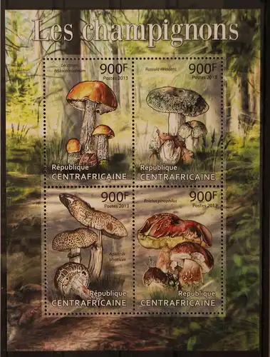 Zentralafrikanische Republik 4181-4184 postfrisch Kleinbogen / Pilze #GG136
