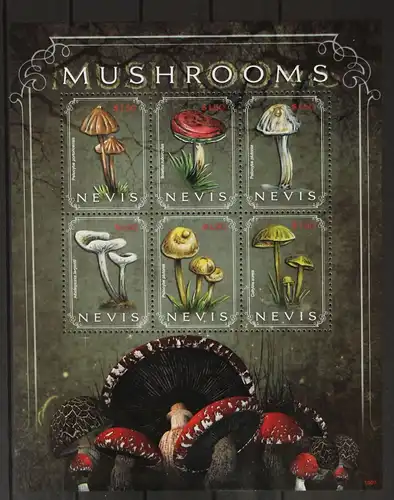 Nevis 2419-2424 postfrisch Kleinbogen / Pilze #GH232