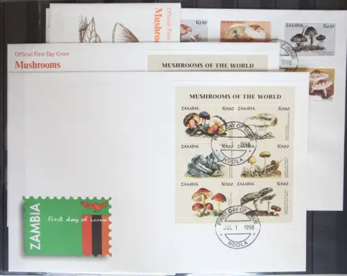 Sambia 834-843 und 844-855, Block 43-44 gestempelt Kleinbogen / als FDC #GG301