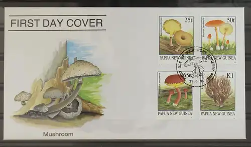 Papua Neuguinea 750-753 gestempelt als FDC / Pilze #GG326