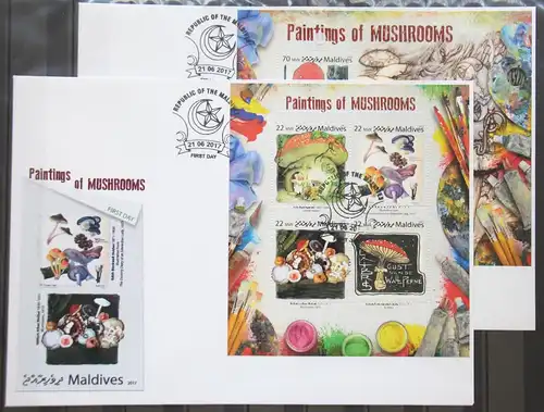 Malediven 7148-7151 und Block 1095 gestempelt Kleinbogen / als FDC #GG529