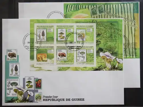 Guinea 7023-7028 und Block 1765 gestempelt Kleinbogen / als FDC #GG428