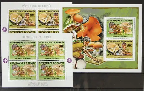 Guinea 4255 und 4256 postfrisch Kleinbogen und Viererblöcke / Pilze #GH267