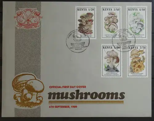 Kenia 486-490 gestempelt als FDC / Pilze #GG386