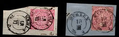 Norddeutscher Bund 16 (2x) gestempelt Stempellot Kahla und Wurzen #GU755