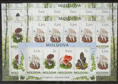 Moldawien 694-697 und Block 49 postfrisch Kleinbogensatz / Pilze #GH164