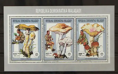 Madagaskar 1310, 1312 und 1314 postfrisch Kleinbogen / Pilze #GH188