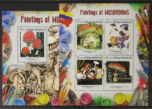 Malediven 7148-7151 und Block 1095 postfrisch Kleinbogen / Pilze #GH499