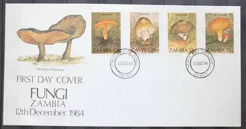 Sambia 325-328 gestempelt als FDC / Pilze #GG302