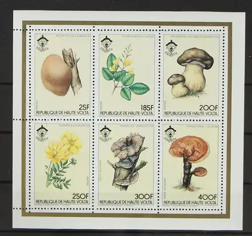 Obervolta 950-955 postfrisch Kleinbogen / Pilze #GH250