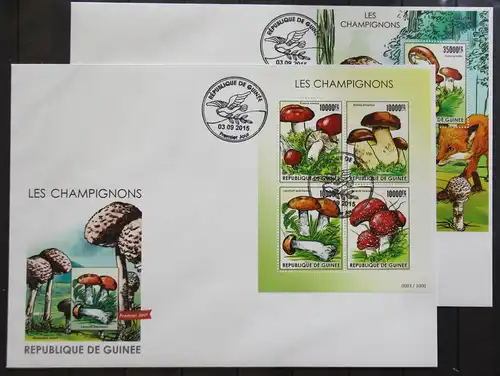 Guinea 11283-11286 und Block 2553 gestempelt Kleinbogen / als FDC #GG435